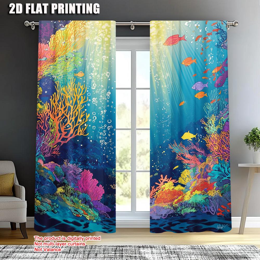 2pc     Window Drapes Underwater Blackout  Polyester Family Party Decoration Suitable for Decorations Clearance