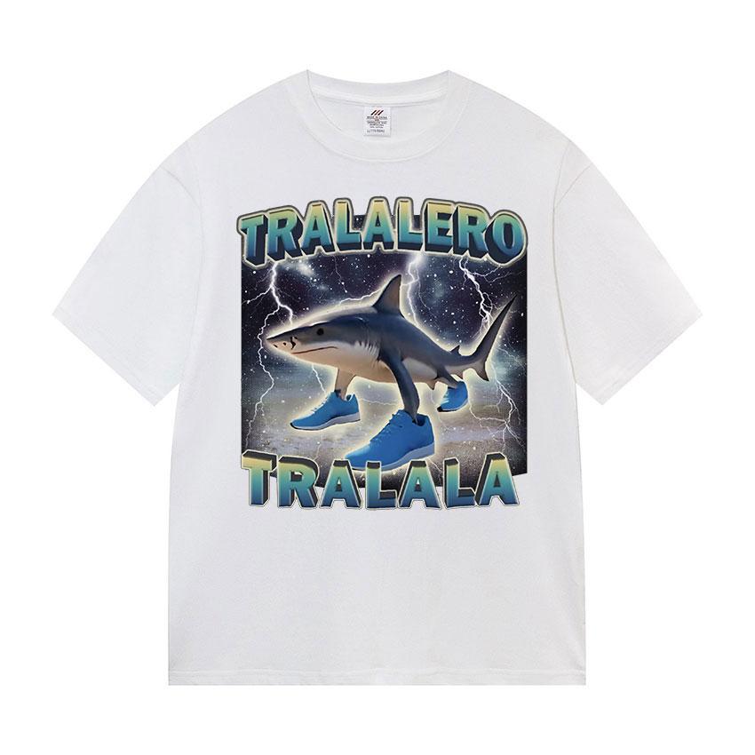 Tralalero Tralala Funny Shark Meme T-shirt fashion Cozy Shark With Shoes Gifts T Shirts Men's Women summer O-Neck Cotton T Shirt