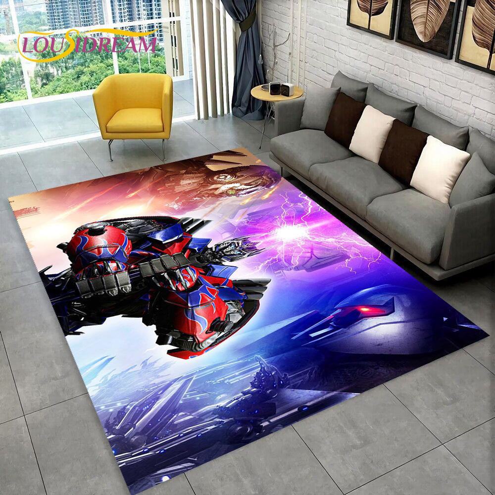 Cartoon T-Transformers Autobots 3D Rug Carpet for Living Room Bedroom Home Decor,Floor Mat Non-slip for Sofa Doormat Gift Kids