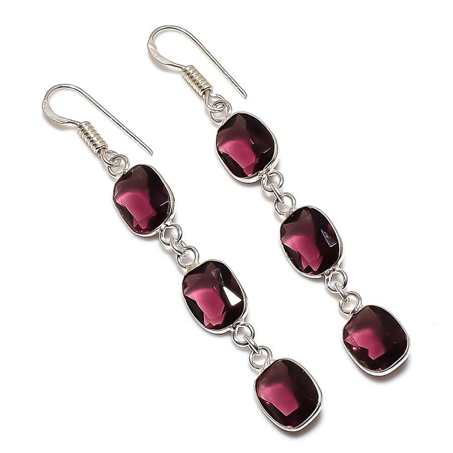 

Подарочные серьги ручной работы из стерлингового серебра 925 пробы с натуральным аметистом 2,56 дюйма m8y91