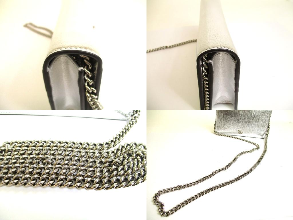 Authentische GUCCI GG Marmont Geldbörse mit Kette Silbernes Leder H/W Umhängetasche Tasche #b053 Vom Verkäufer überholt