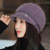 Hat Female Autumn Winter Fashion Versatile Thickened Ear Protector Warm Duck Tongue Beret Rabbit Hair Knitted Wool Hat