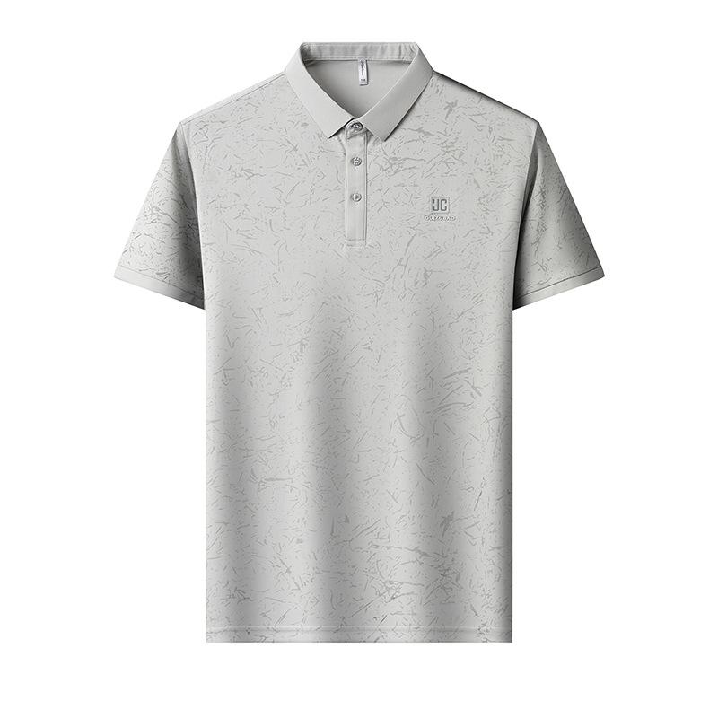 Summer Short Sleevepolo Men's Business Casual Printed Lapel Collar Short Sleeve T-Shirt Top