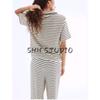 Summer Women's Rollneck Short-Sleeve Shirt Collared Top 1274589 Texture Knit Casual Pants 1283157