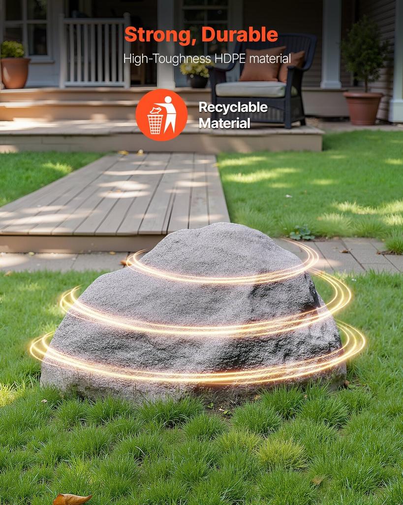 Faux Rock Cover, Outdoor Fake Rock Well Pump Cover, Realistic Natural Texture, Lightweight & Weather-Resistant Artificial Boulder for Landscaping