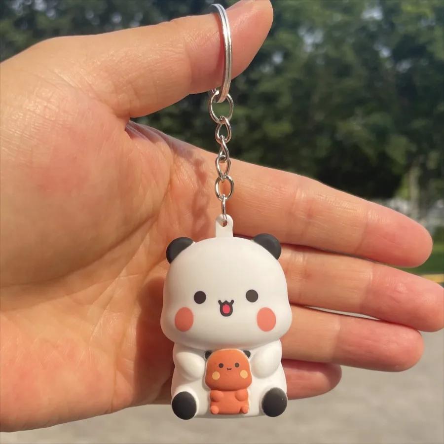 

Bubu and Dudu Keychains Car Ornament Yier Panda Bear Say I Love You Voice Toy Glowing Anime Figures Bag Decoration Couple Gift
