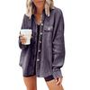 Autumn Women Patchwork Coat Casual Lapel Pocket Irregular Shirt Jacket Fashion New