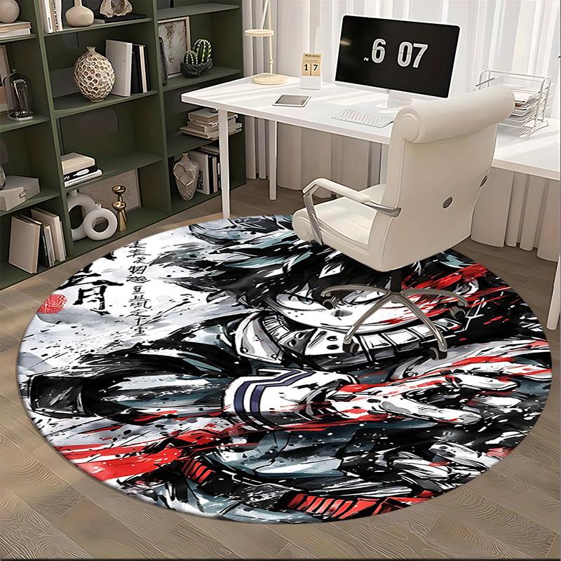 1pc Anime Cartoon Design Round Carpet Office Chair Mat, NonSlip Rug for Home Decor