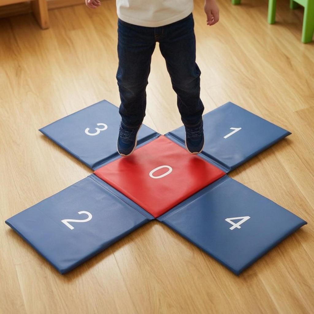 Cross-Shaped Jumping Mat Portable Foam with Vinyl Cover Easy to Clean