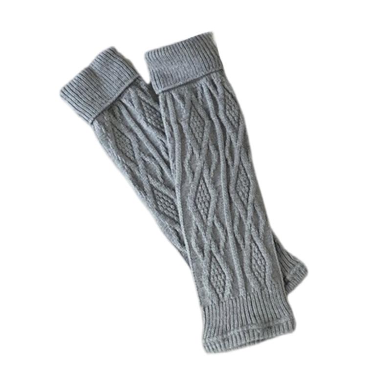 1 Pair Fashionable Women Cable Knitted Leg Warmers Calf Socks Solid Color Stretchy Boot Covers for Office and Casual Use