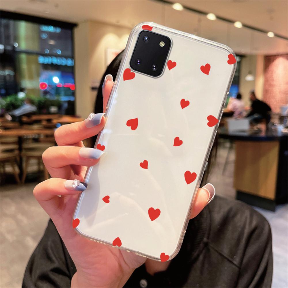 Non-Yellowing Phone Case For Samsung Galaxy Note 10 Lite S10 S10e S10+ S9 + S9 Plus Heart Transparent Clear Love Couple Cover