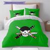 Roronoa Zoro Pattern Bedding Quilt Set Quilt Cover Pillowcase Home Birthday Gift(1 * Duvet Cover + 2 * Pillowcase, Without Core)