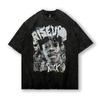 American Hip Hop Retro Old Washed Short-Sleeved T-Shirt Men And Women Oversize Street Skateboard Loose Half-Sleeved T