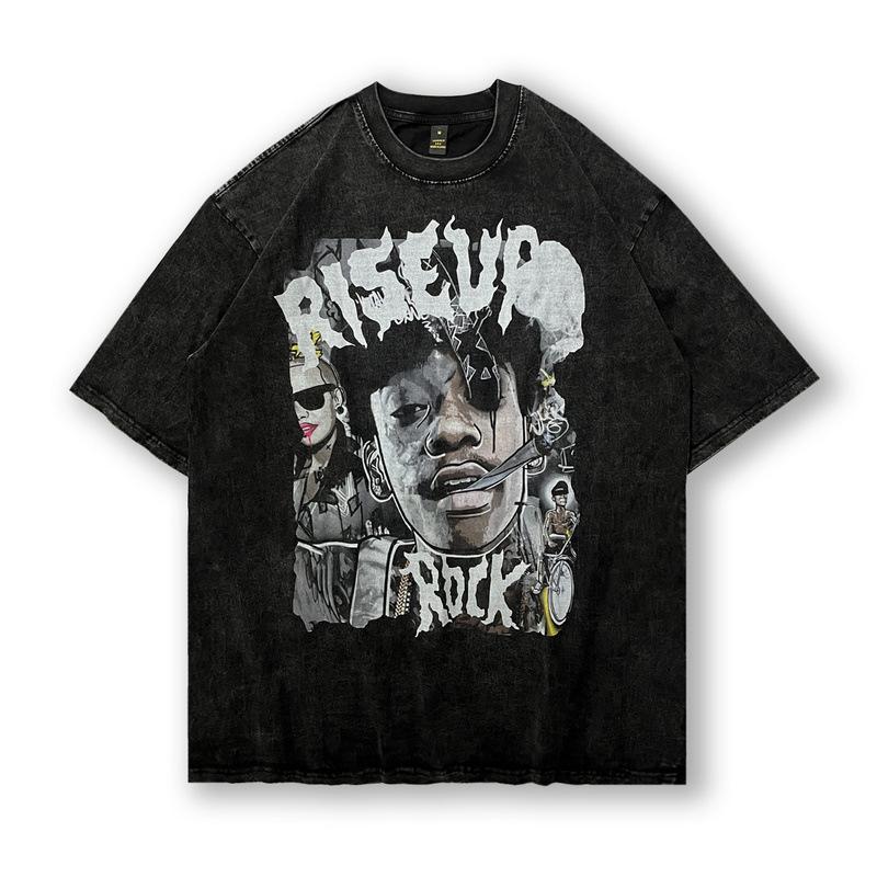 American Hip Hop Retro Old Washed Short-Sleeved T-Shirt Men And Women Oversize Street Skateboard Loose Half-Sleeved T