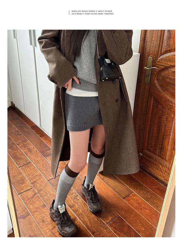 Women's Autumn/Winter Knitted Bodycon A-line Skirt - Slimming, Warm, and Stylish