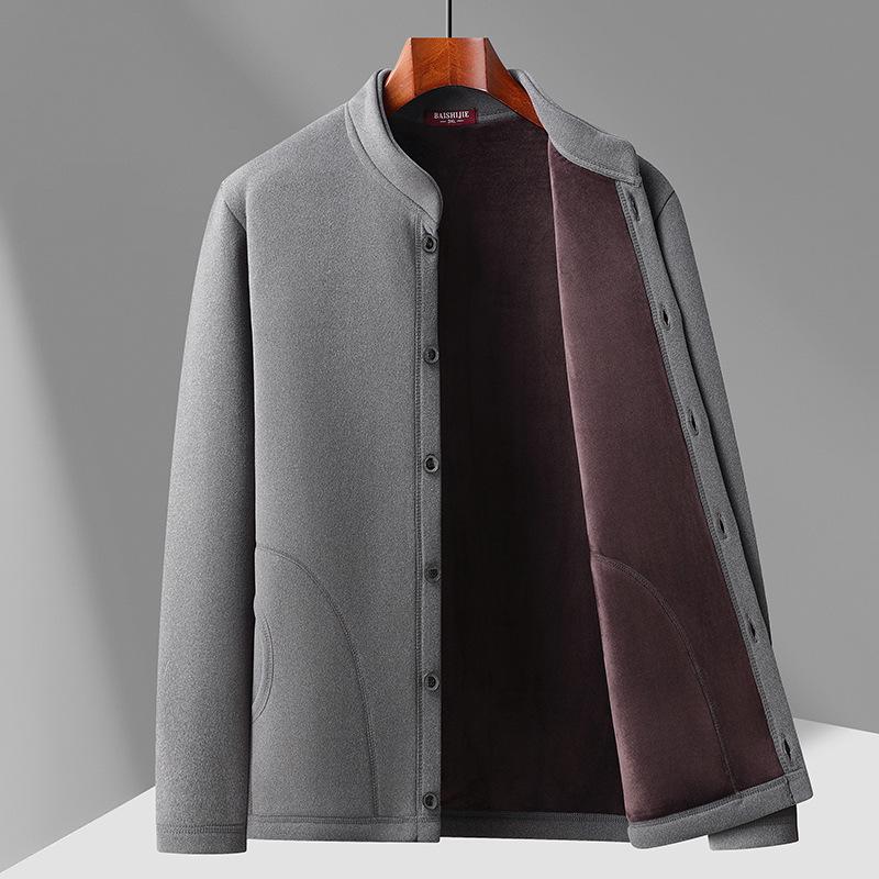 Men's Plus Velvet Cardigan: Warm, Loose-Fit Jacket for Middle-Aged and Elderly Dads