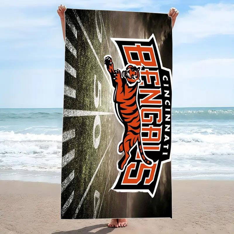Cincinnati Bengals Print Beach Towel, Large Soft Quick Dry Towel for Beach Camping Swimming