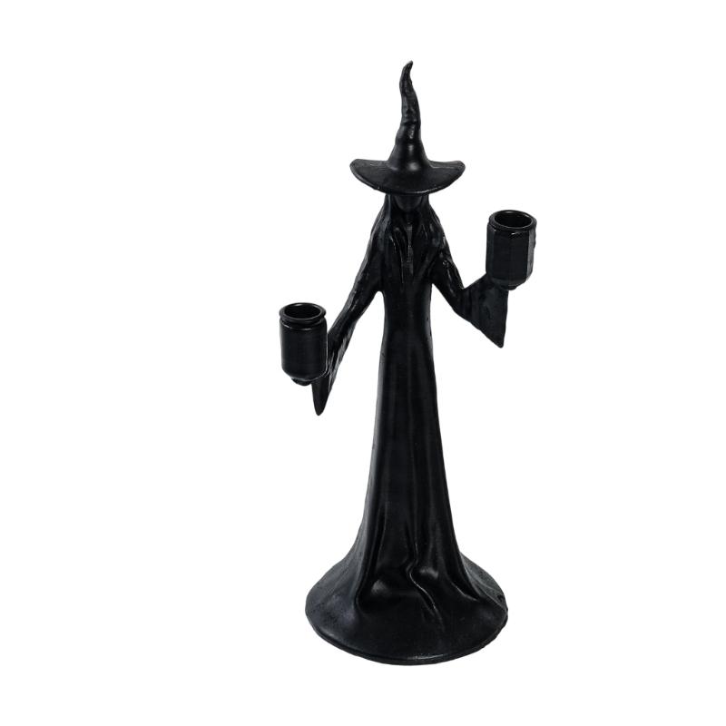 Halloween Witch Sculpture Candle Stand With Base Durable Resin For Party