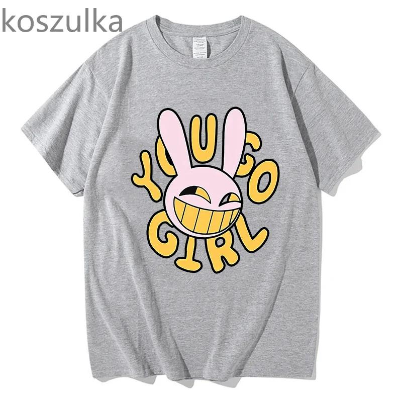 Anime The Amazing Digital Circus Jax Merch T-Shirt Bunnnyy you go Girl Unisex Kurzarm T-Shirt Lässiges T-Shirt Sommermode
