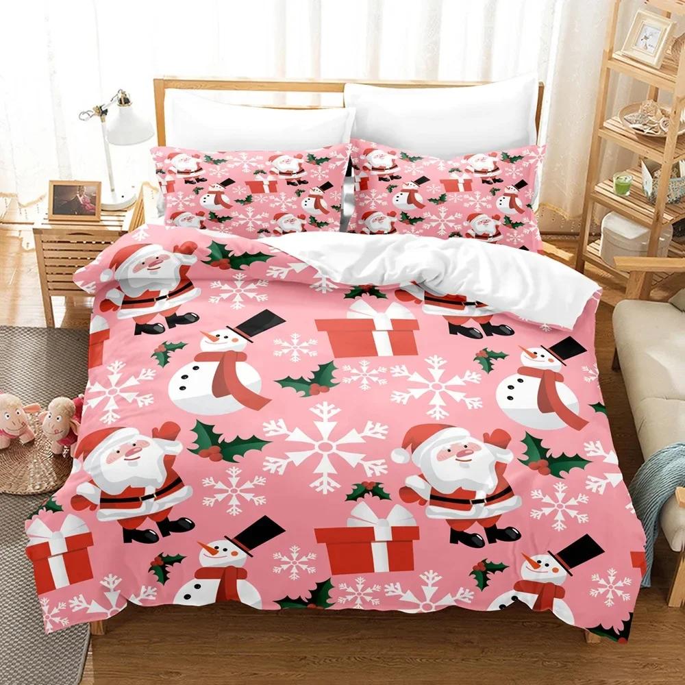 Navidad Plaid Merry Christmas Tree Duvet Cover Twin King Festival Santa Deer Bedding Set Polyester Quilt For Adults Home Decor