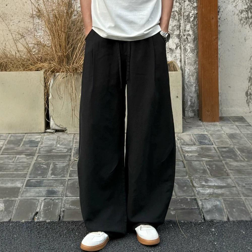 Linen old money wind pants men's and women's summer thin loose drape loose wide leg pants high sense scimitar casual pants