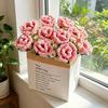 Artificial Flower Long-Lasting Never Wither Hand-Made Twist Sticks Silk Flowers Realistic Faux Floral Arrangement Home Decor