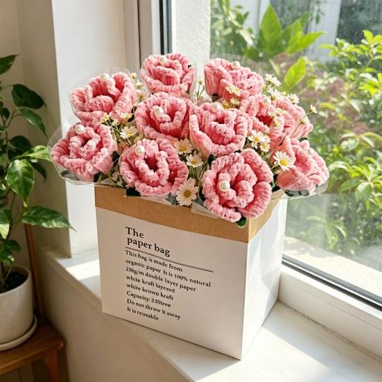 Artificial Flower Long-Lasting Never Wither Hand-Made Twist Sticks Silk Flowers Realistic Faux Floral Arrangement Home Decor