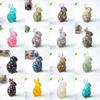 Resin Crystal Standing Bunny Decor For Home Office Gift Collectible