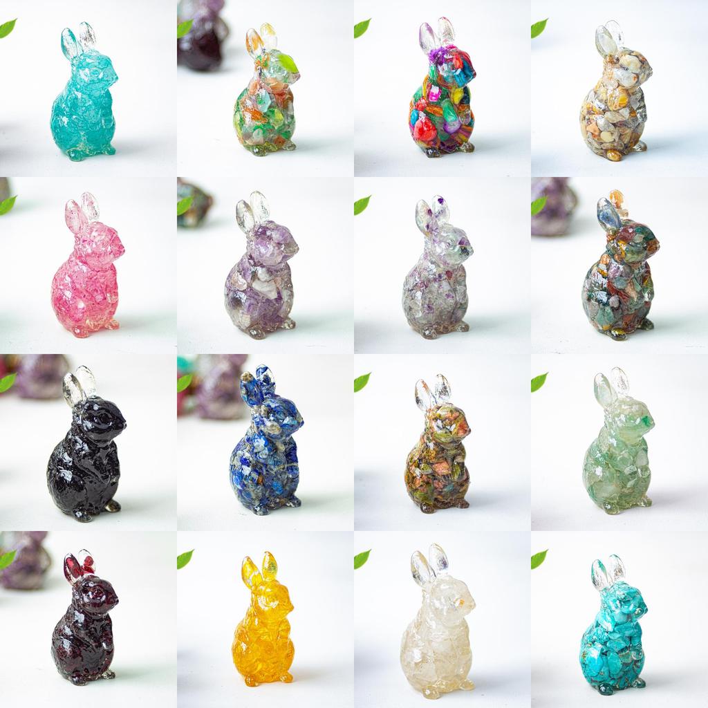 Resin Crystal Standing Bunny Decor For Home Office Gift Collectible