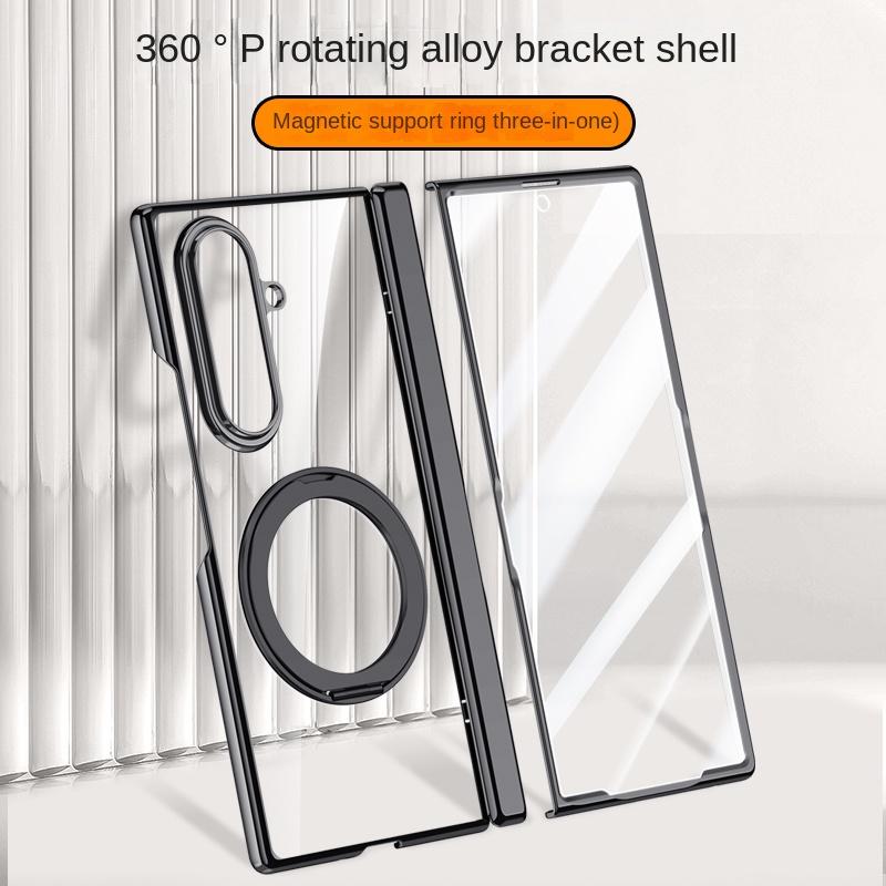 For Samsung Galaxy Z Fold 7 Case Luxury Plating Magsafe Ring Stand Magnetic Protective Back Cover Case For Samsung Z Fold7 Shell