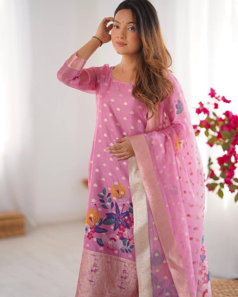 Women Party Wear Designer Kurta Pant Dupatta Set Indian Bollywood Top Tunic Kurti