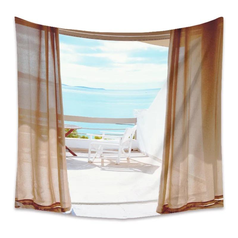 Window Scenery Background Hanging Cloth Bedroom Living Room Tapestry Home Wall Decoration Tapestry