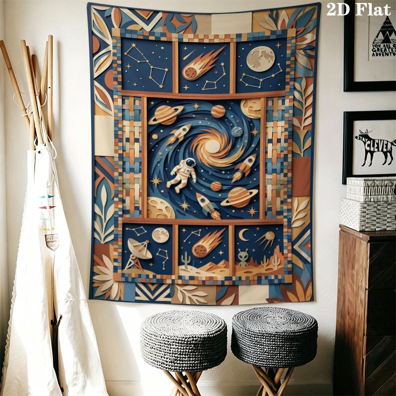 Space Wall Tapestry Aesthetic Wall Hanging Printed Fabric Blanket Decorative Tapestries for Bedroom Living Room Home Decor