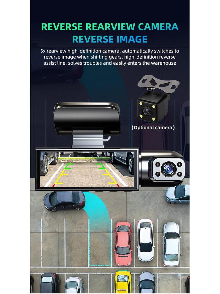 2K Dual-Lens HD Dash Cam with Interior Recording, Night Vision, and WiFi