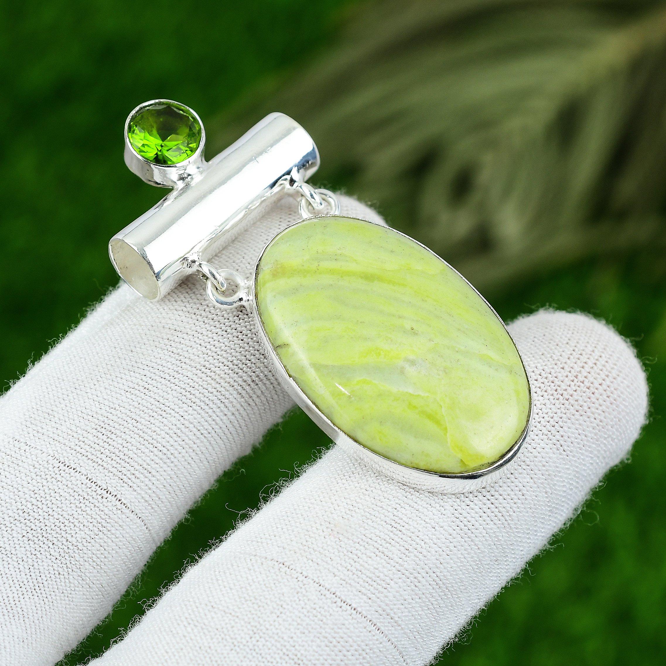 

Anniversary Gift For Her Natural Imperial Jasper Gemstone Pendant 925 Silver