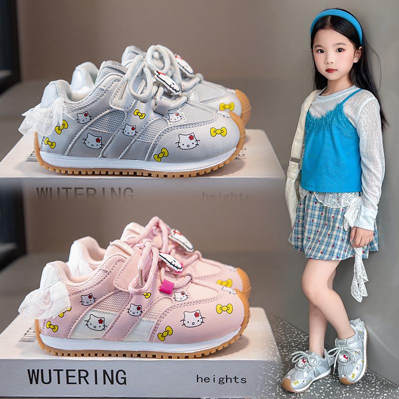 Spring Autumn Girls Mesh Dad Shoes Korean Fashion Casual Sneakers Big Kids Breathable Running Shoes