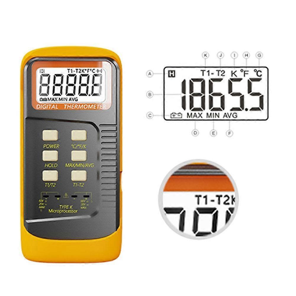 Digital High Temperature Dual Channel Metal Thermometer