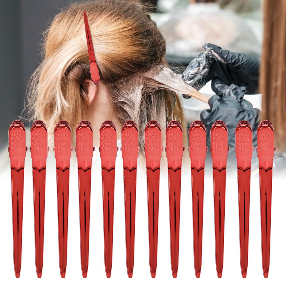 12pcs Salon Clamp Grips Hairdressing Barber Shop Duckbill Hair Clips Hairpin for SalonRed