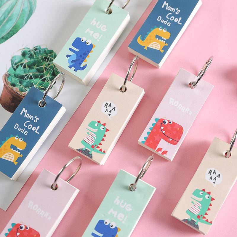 1/4Pcs Rainbow Dinosaur Pads Cartoon Loose Leaf Planner Pocket Iron Ring Notepad Student Mini Schedule Word Book