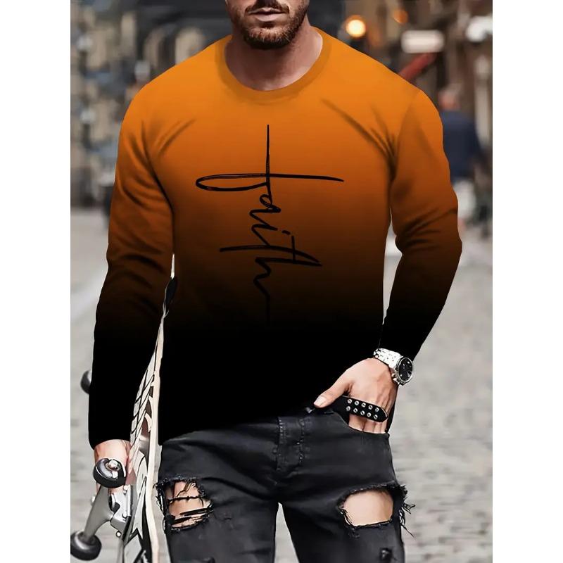 2025 3D Wolf Print Men's Round-neck T-shirt Street-style Men's Long-sleeved T-shirt Autumn-winter Daily Casual Men's Warm Top