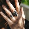 Vintage Silver Skull Rings Men's Punk Gothic Skull Rings Vintage Silver Black Cool Rings Jewelry Accessory