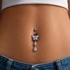 1Pcs14G Stainless Steel Ladies Navel Ring With Copper Zirconia, Simple And Stylish Piercing Jewelry