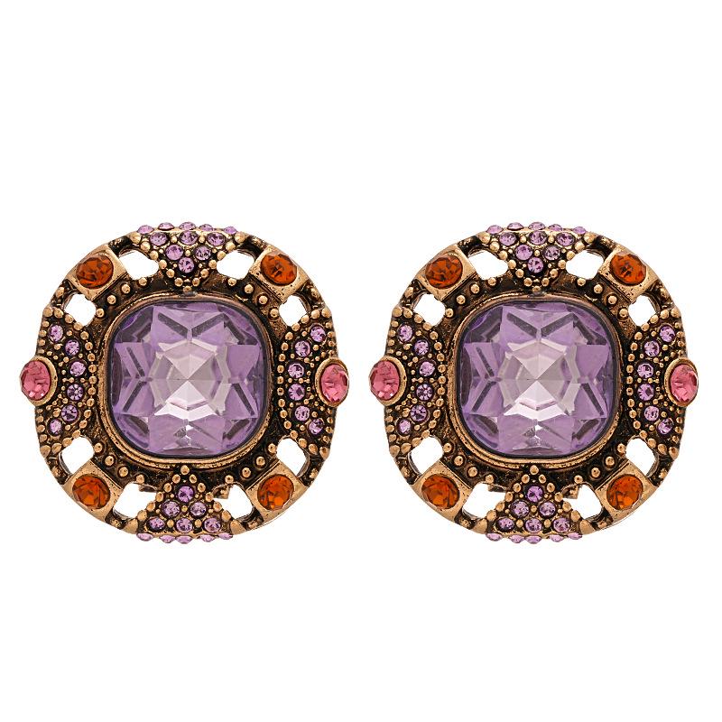 Retro Luxury Diamond-Studded Geometric Silver Stud Earrings - French Court Niche High-End Design for Women