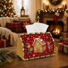 1pc Classic Cozy Christmas Tissue Box - Multi-functional Napkin Box, Available Made of Durable Polyester, Decorated with Gingerbread House Reindeer El
