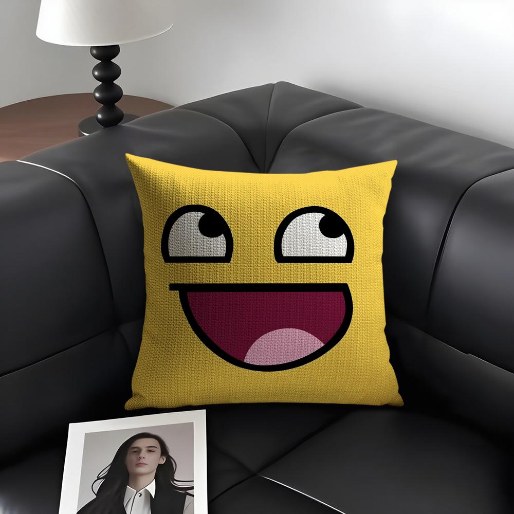 

Funny Emoji Cute Cushion Cover Natural Linen Organic Fabric DoubleSided Printing Sofa Home Decor Gift Pillow Case 30x30cm