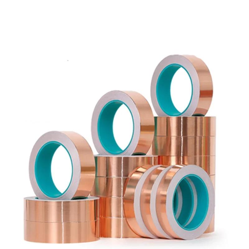 

20m Doubel Side Conductive Copper Foil Tape Adhesive Strip Heat Shield Eliminate EMI Anti-static Repair Tape 0.05mm Thickness 10mm&20M&0.05mm