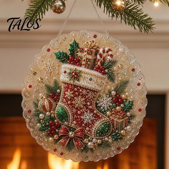 Decorazioni per Pittura Diamante Natalizie Suncatcher con Perle Finte, Pupazzo di Neve Babbo Natale Albero Carino Kit 3D con Perline Fai da Te Ornamenti per Feste