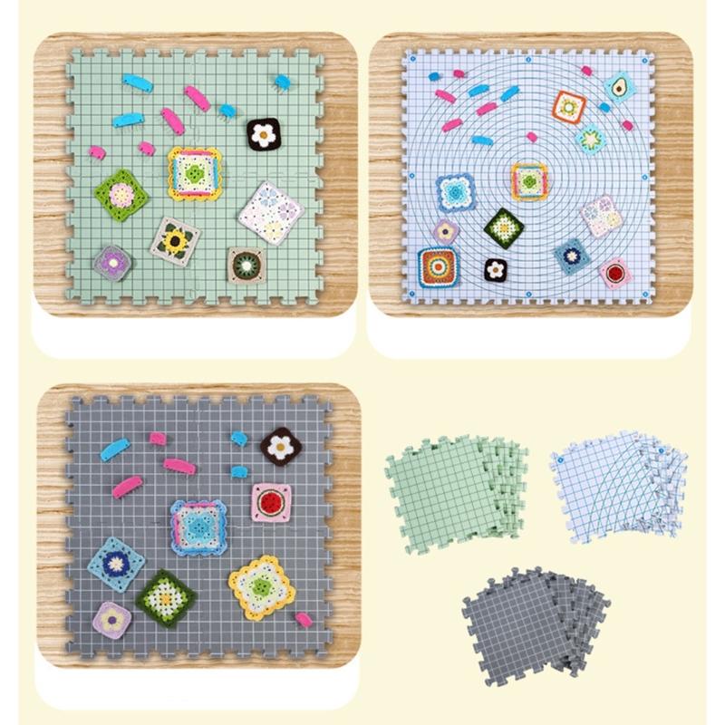 9Pcs Gridded Knit Blocking Mat 12x12Inch Foam Knitting Blocking Board With Marking For Crochet Yarns Crafting Project