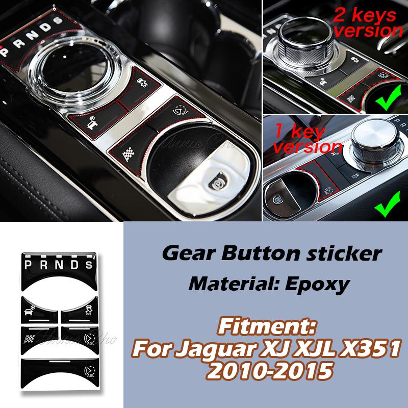 For Jaguar XJ Interior Button Cover 2010-2015 Center Console Repair Sticker Black for Jaguar XJL Start Stop Switch Dash Trim Gear