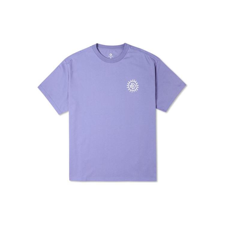 Converse T Shirts Men's Purple Crew Neck Moderate Straight Fit 10023994-A02